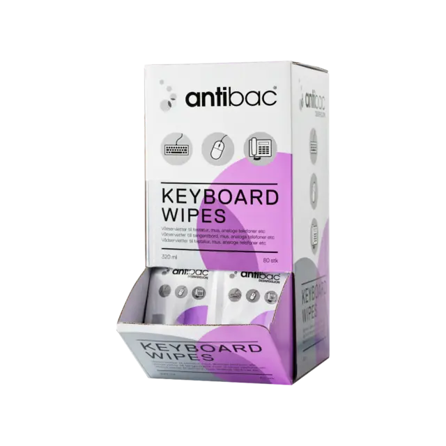 Antibac Keyboard Wipes 80stk i display 