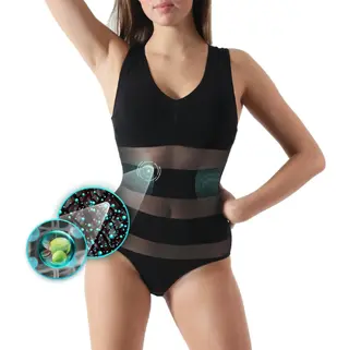 *Lytess Bodysuit Nosleeve transparent stripes