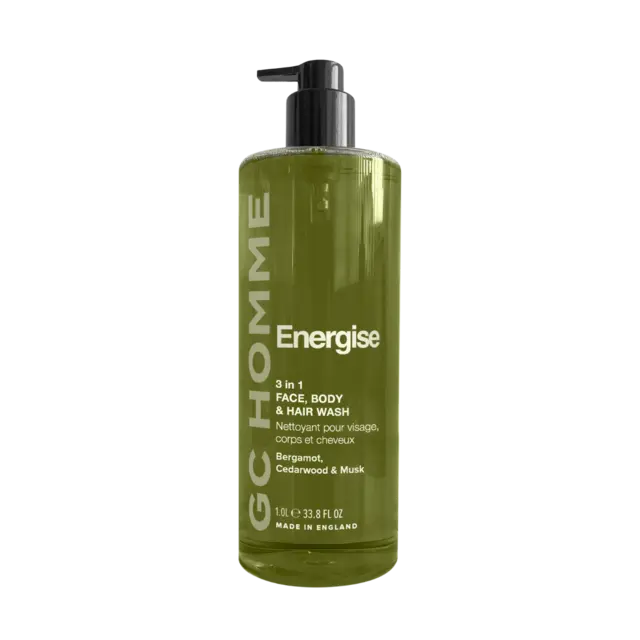 GCH Homme Energise 3in1 Face,Body,Hair Bergamot & Cedarwood 1l 