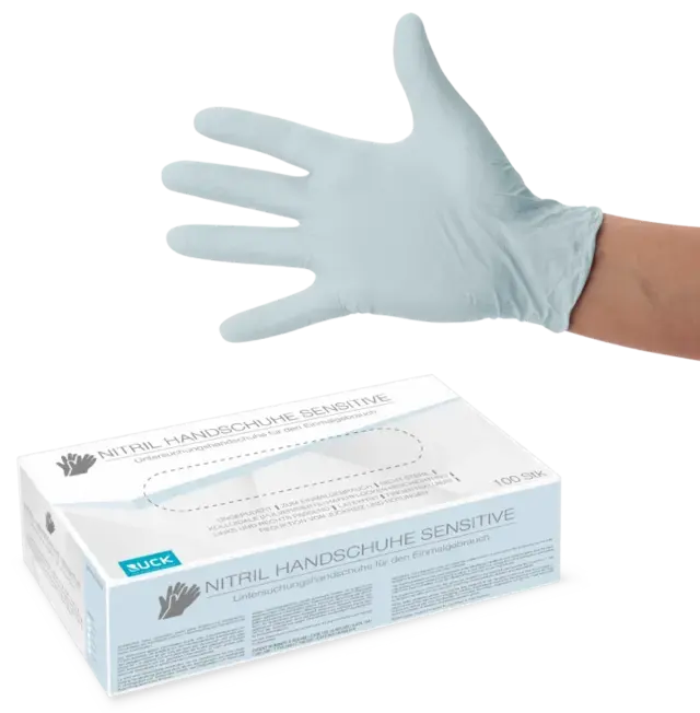 Nitrilhansker Sensitiv Lyseblå L 100stk OUTLET 