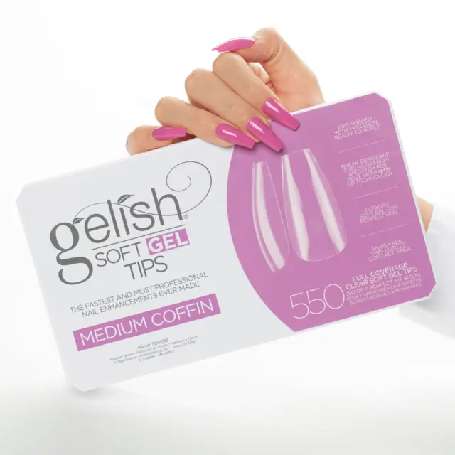 Gelish Soft Gel Tips Medium Coffin 550stk 