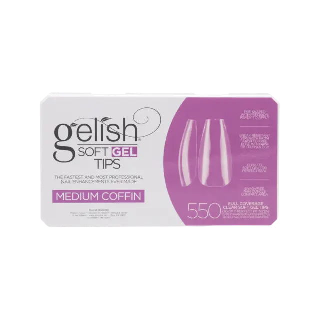 Gelish Soft Gel Tips Medium Coffin 550stk 