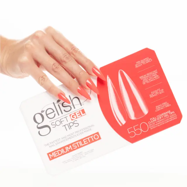 Gelish Soft Gel Tips Medium Stiletto 550stk 