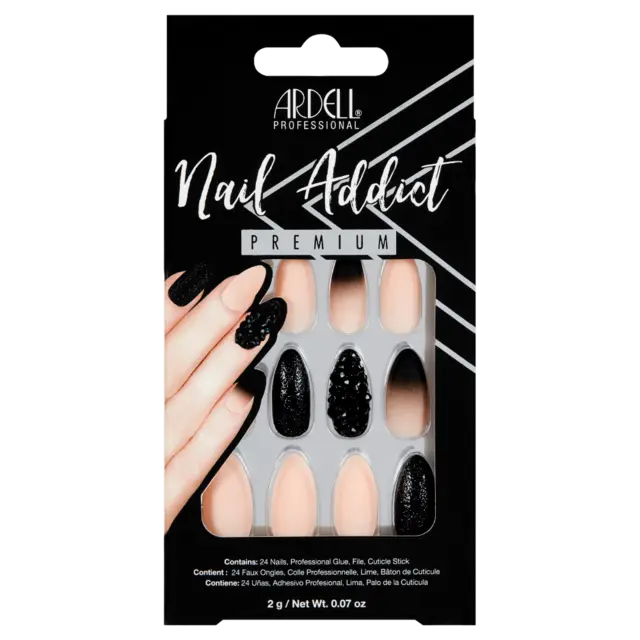 *Ardell Nail Addict Black Stud & Pink Ombre 