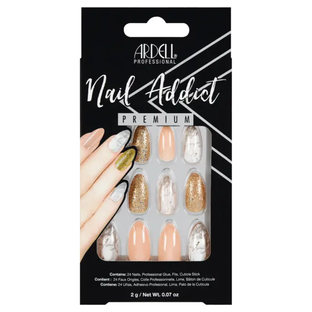 *Ardell Nail Addict Pink Marble & Gold 